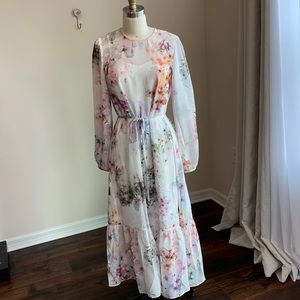 Ted Baker vanilla peplum midi dress size 1 (US 2-4)